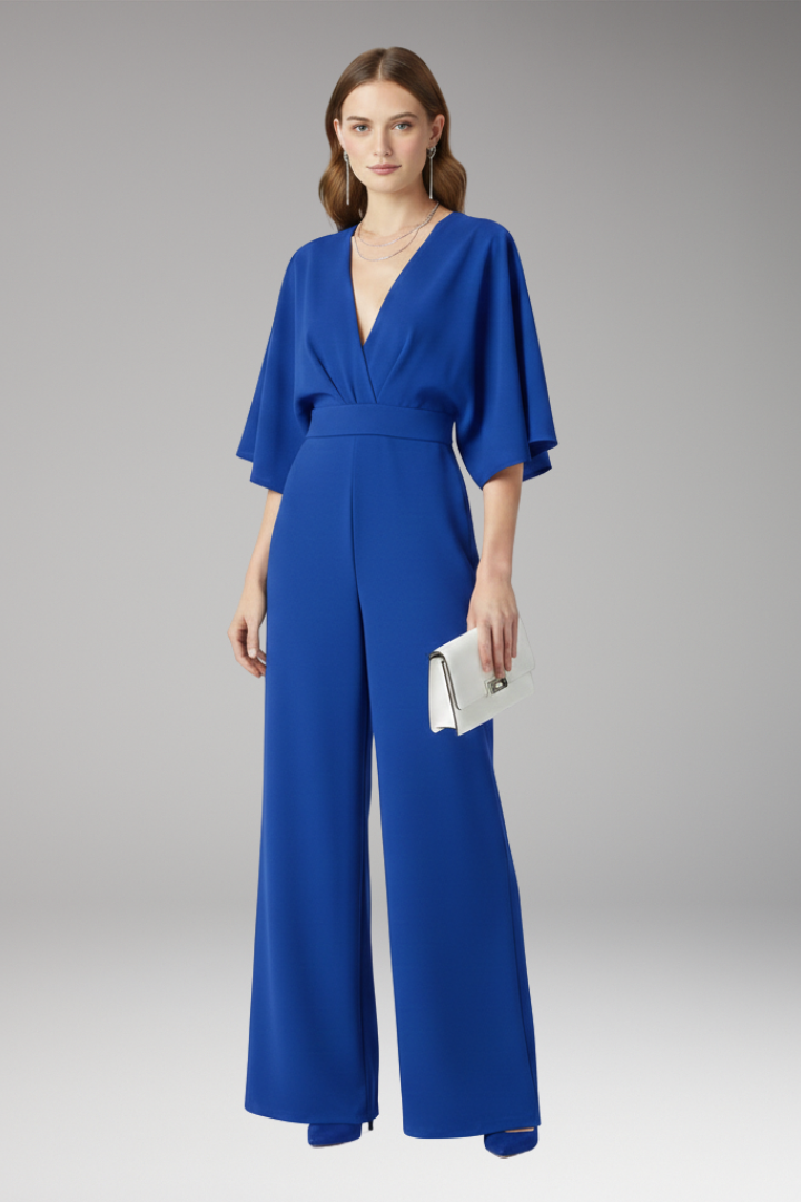 Women’s Jumpsuit with V-Neckline and Straight Legs