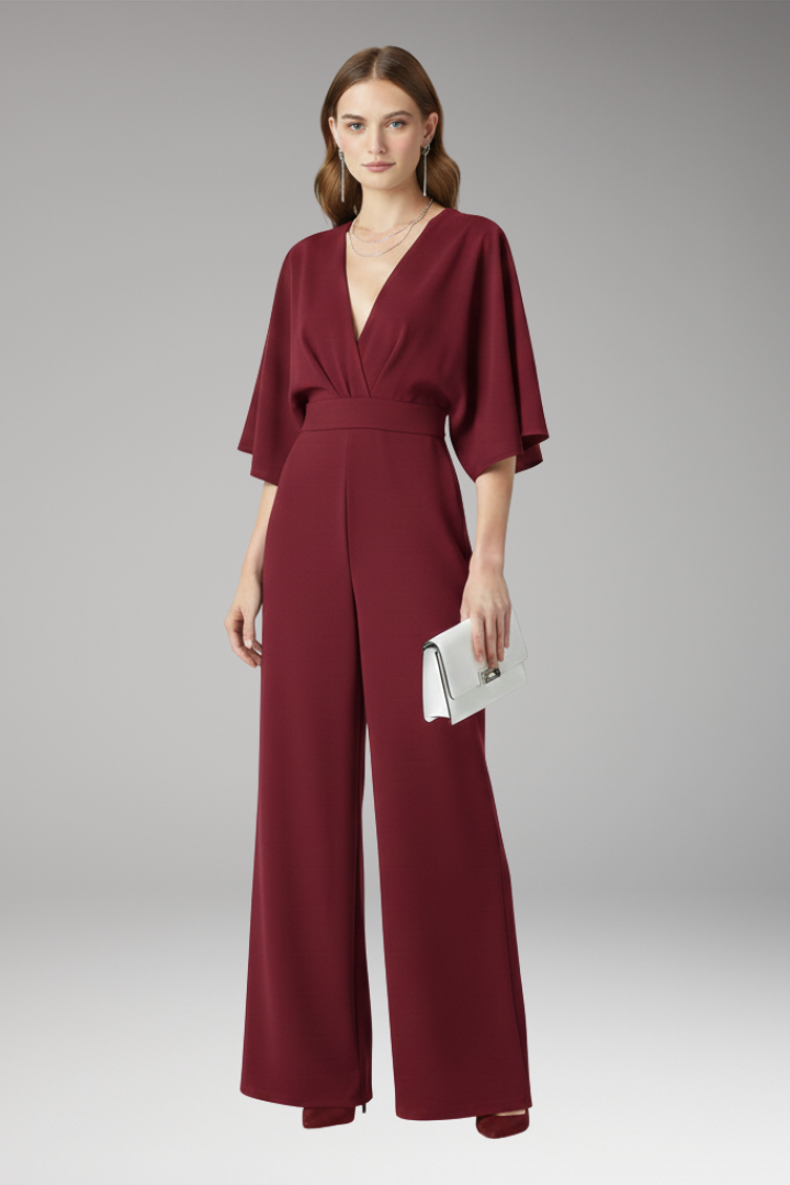 Women’s Jumpsuit with V-Neckline and Straight Legs