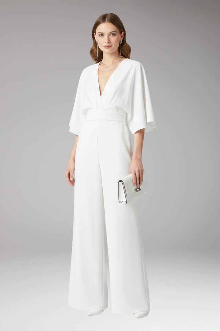 Women’s Jumpsuit with V-Neckline and Straight Legs