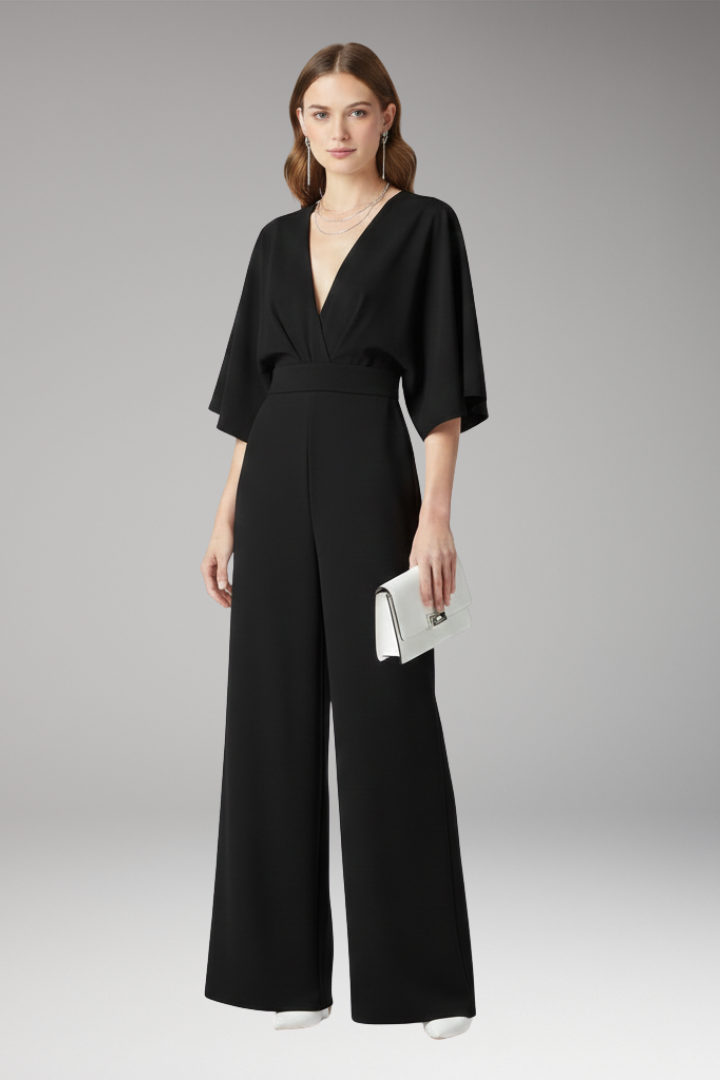 Women’s Jumpsuit with V-Neckline and Straight Legs