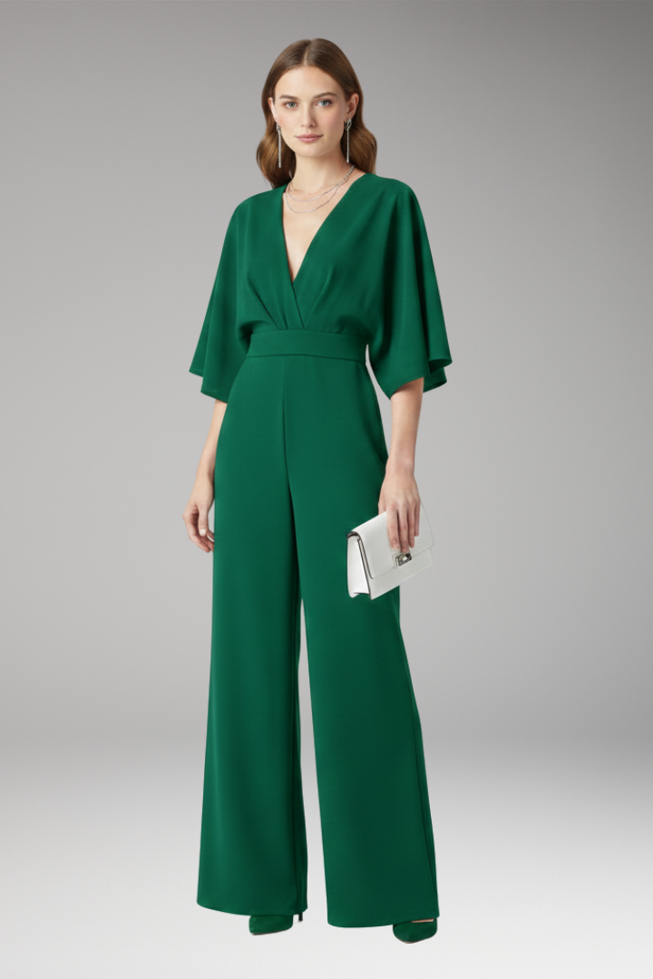 Women’s Jumpsuit with V-Neckline and Straight Legs