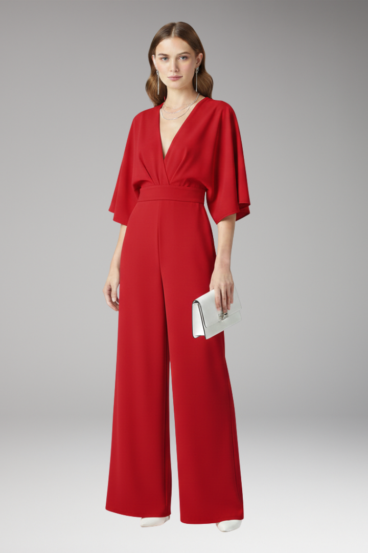 Women’s Jumpsuit with V-Neckline and Straight Legs
