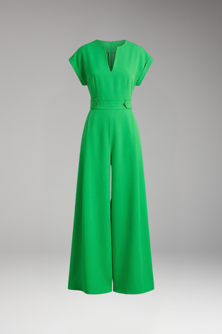 Women's Jumpsuit with V Neck and Side Pockets