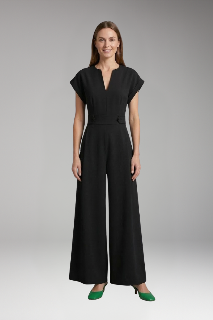 Women's Jumpsuit with V Neck and Side Pockets
