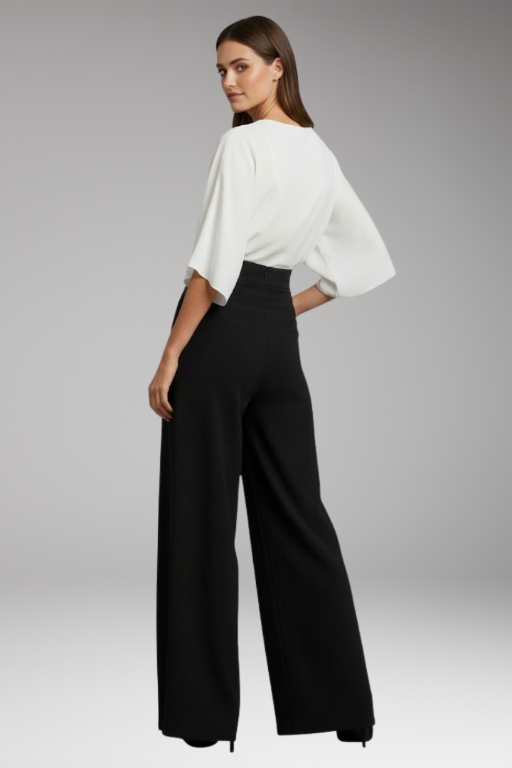 Women's Jumpsuit with V Neck and Wide Legs