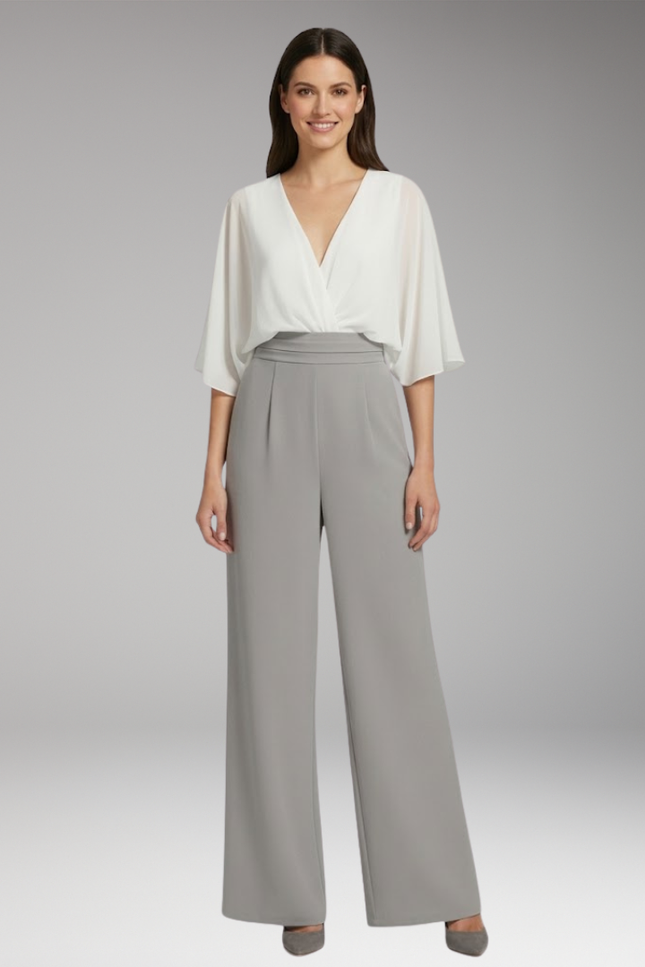 Women's Jumpsuit with V Neck and Wide Legs