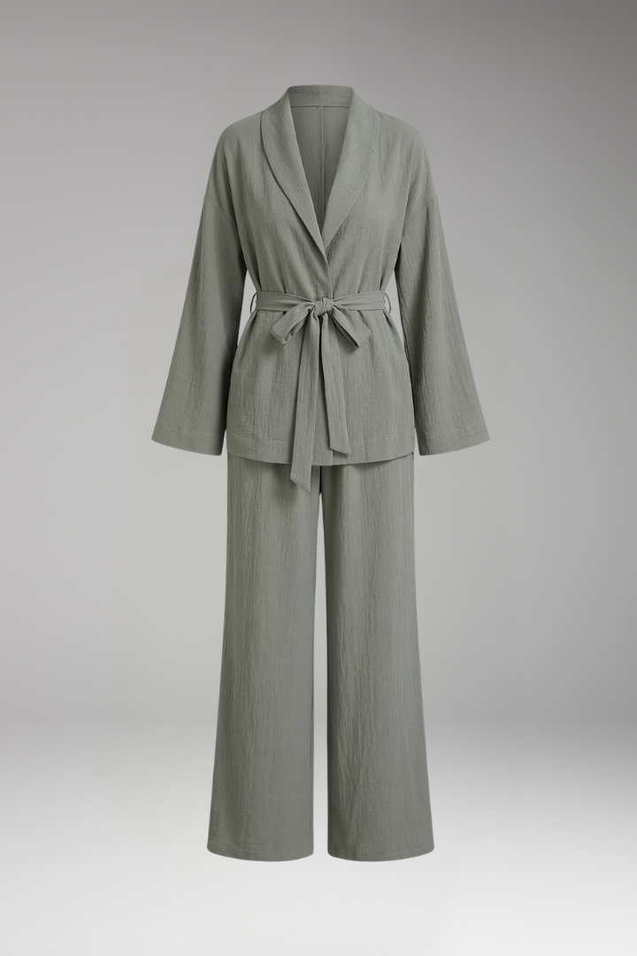 Women's Jumpsuit with Waist Belt and Wide Legs