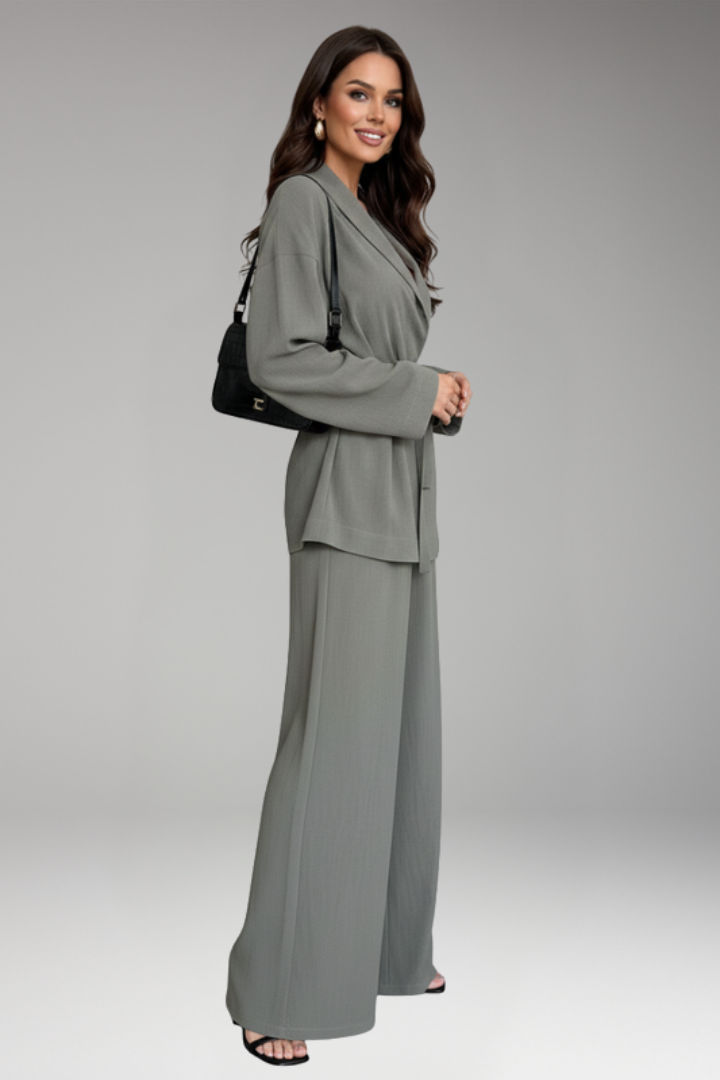 Women's Jumpsuit with Waist Belt and Wide Legs