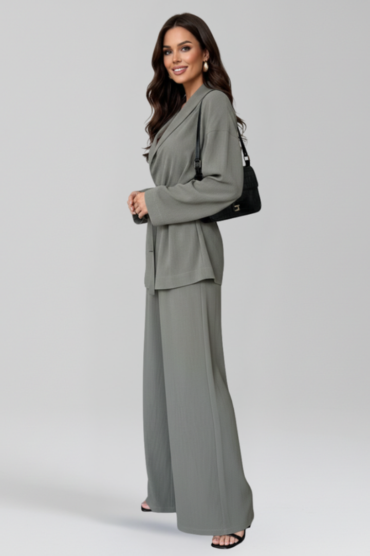 Women's Jumpsuit with Waist Belt and Wide Legs