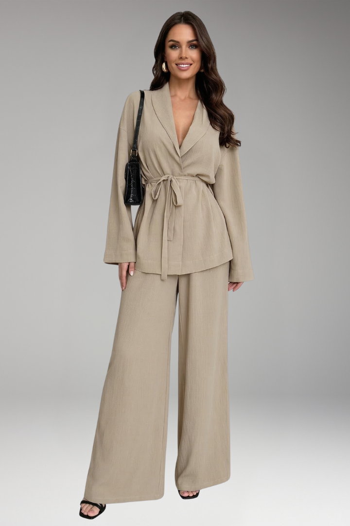 Women's Jumpsuit with Waist Belt and Wide Legs