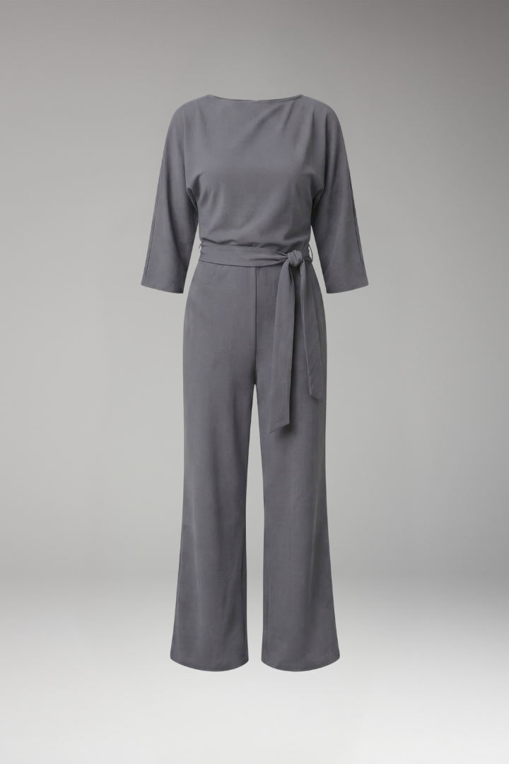Women's Jumpsuit with Waist Tie and Wide Legs