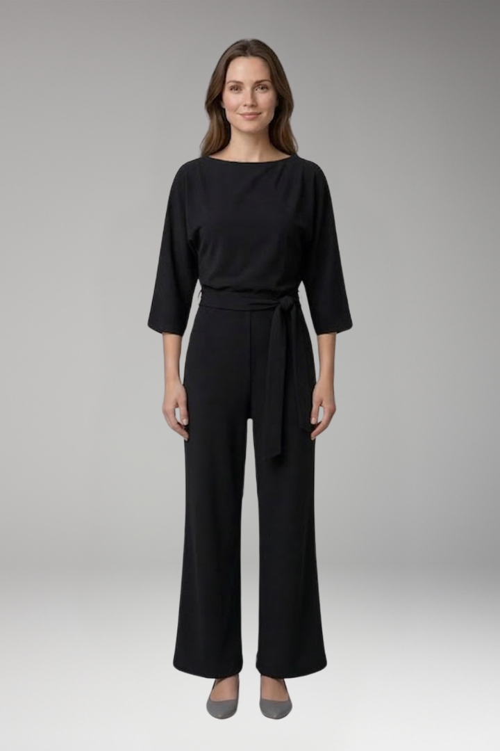 Women's Jumpsuit with Waist Tie and Wide Legs
