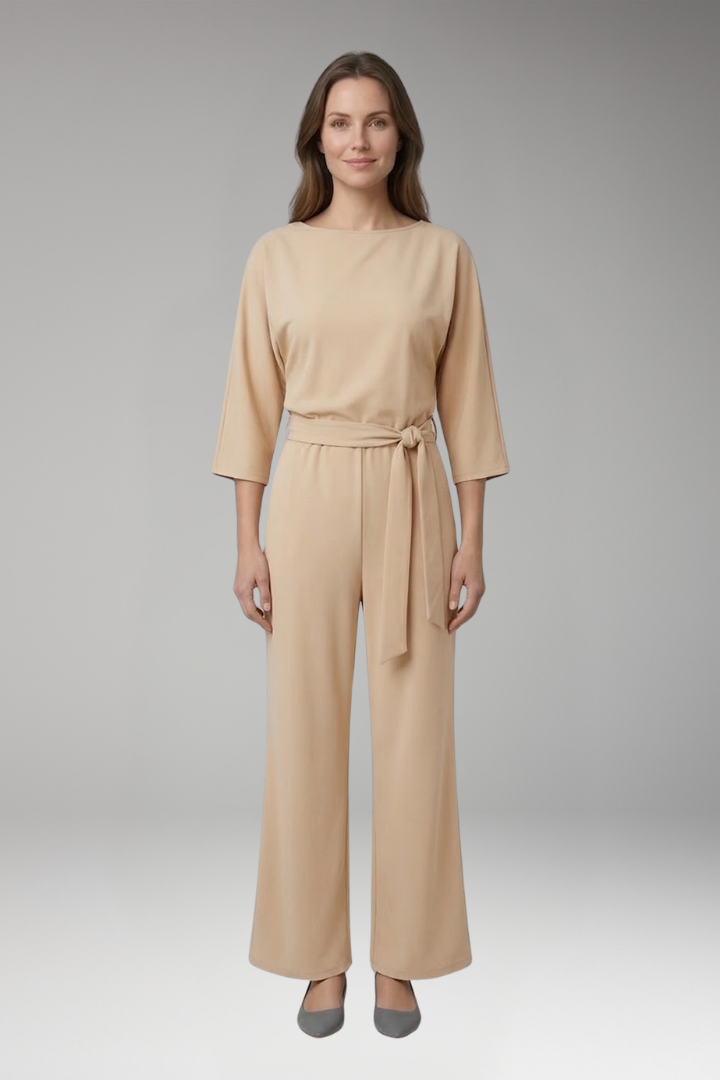 Women's Jumpsuit with Waist Tie and Wide Legs