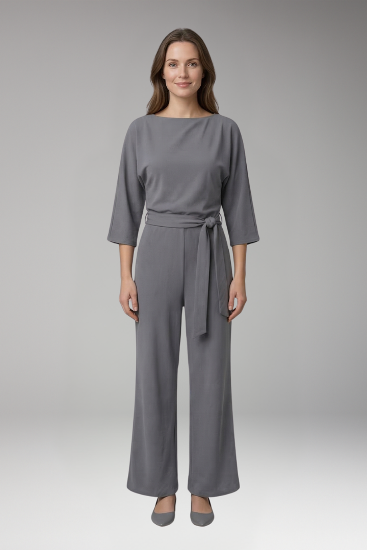 Women's Jumpsuit with Waist Tie and Wide Legs