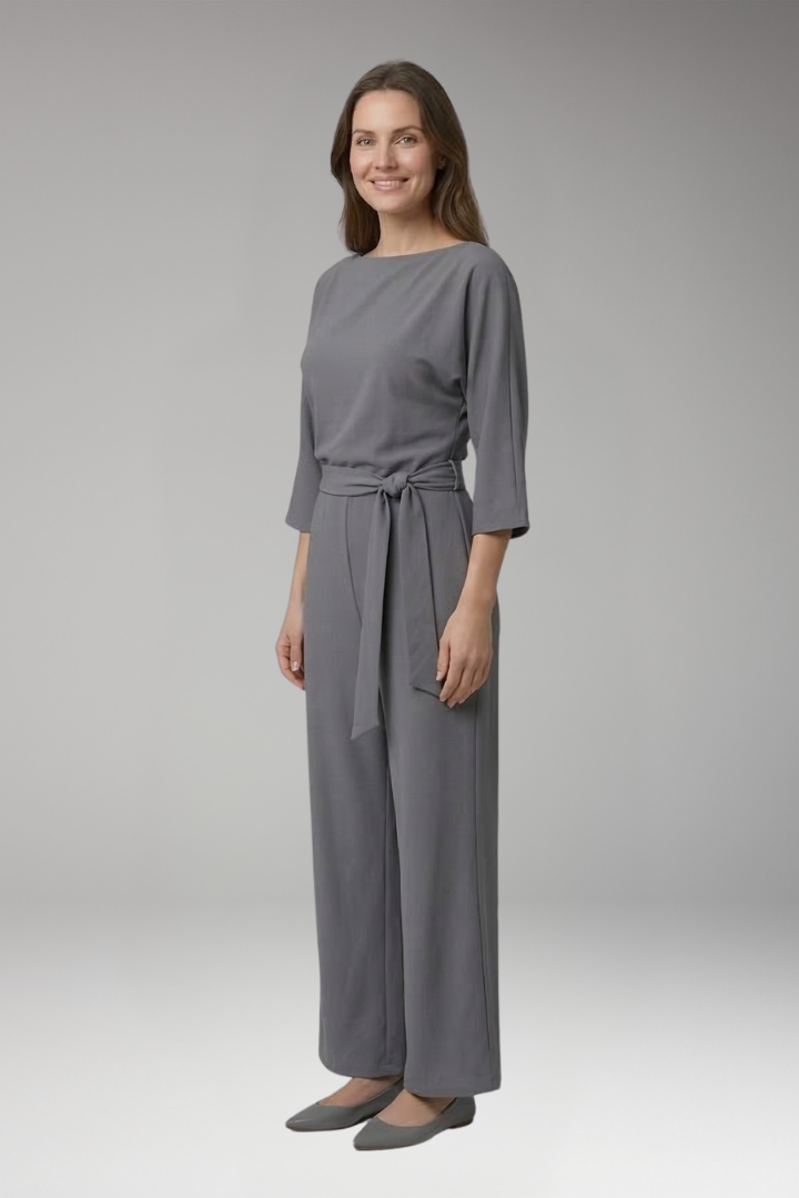 Women's Jumpsuit with Waist Tie and Wide Legs