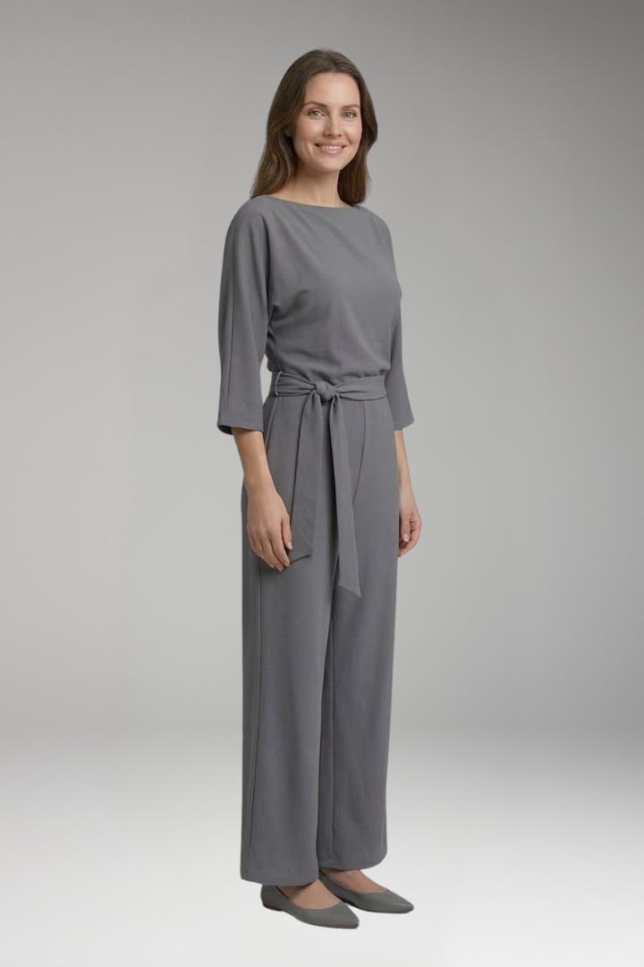 Women's Jumpsuit with Waist Tie and Wide Legs