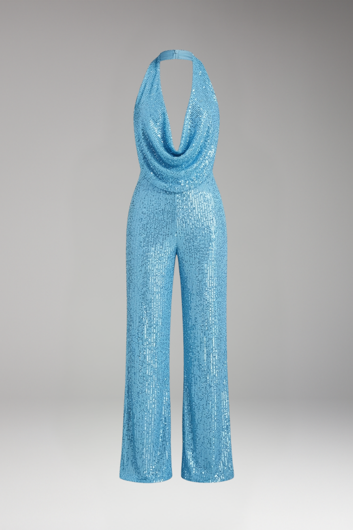 Women's Jumpsuit with Wide Legs and Halter Neck