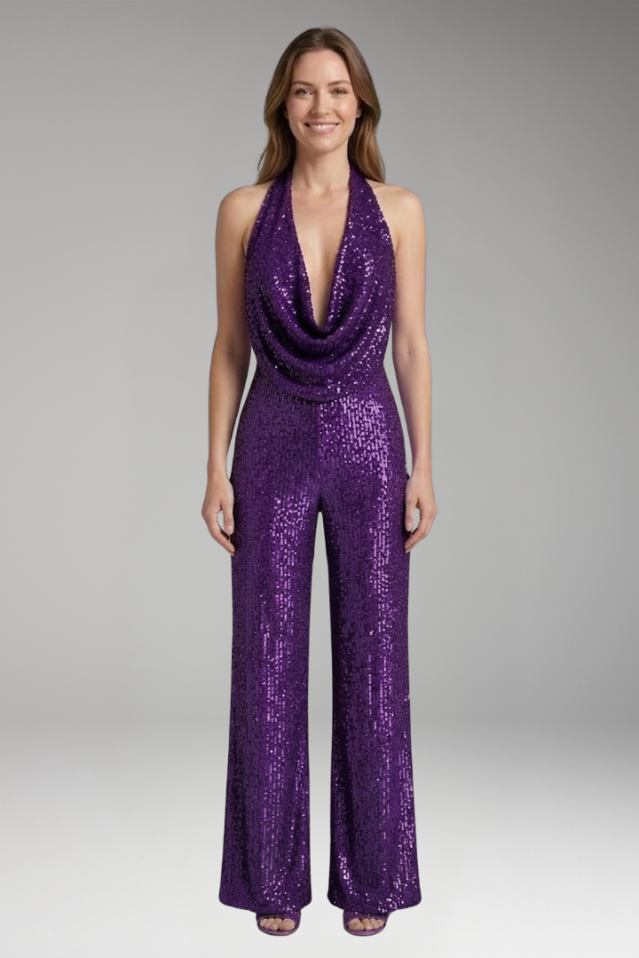 Women's Jumpsuit with Wide Legs and Halter Neck