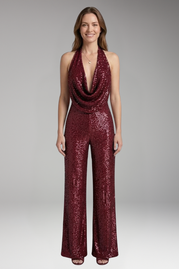 Women's Jumpsuit with Wide Legs and Halter Neck
