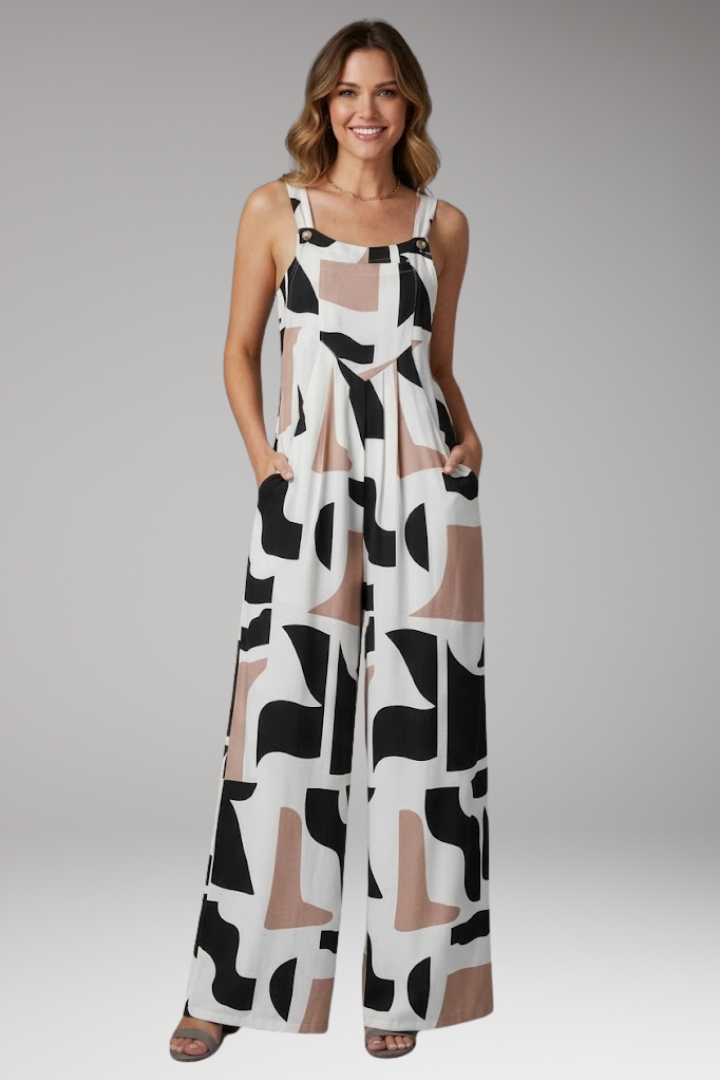 Women's Jumpsuit with Wide Legs and Shoulder Straps