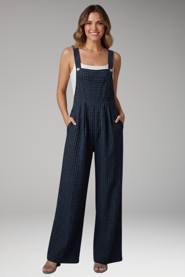 Women's Jumpsuit with Wide Legs and Shoulder Straps