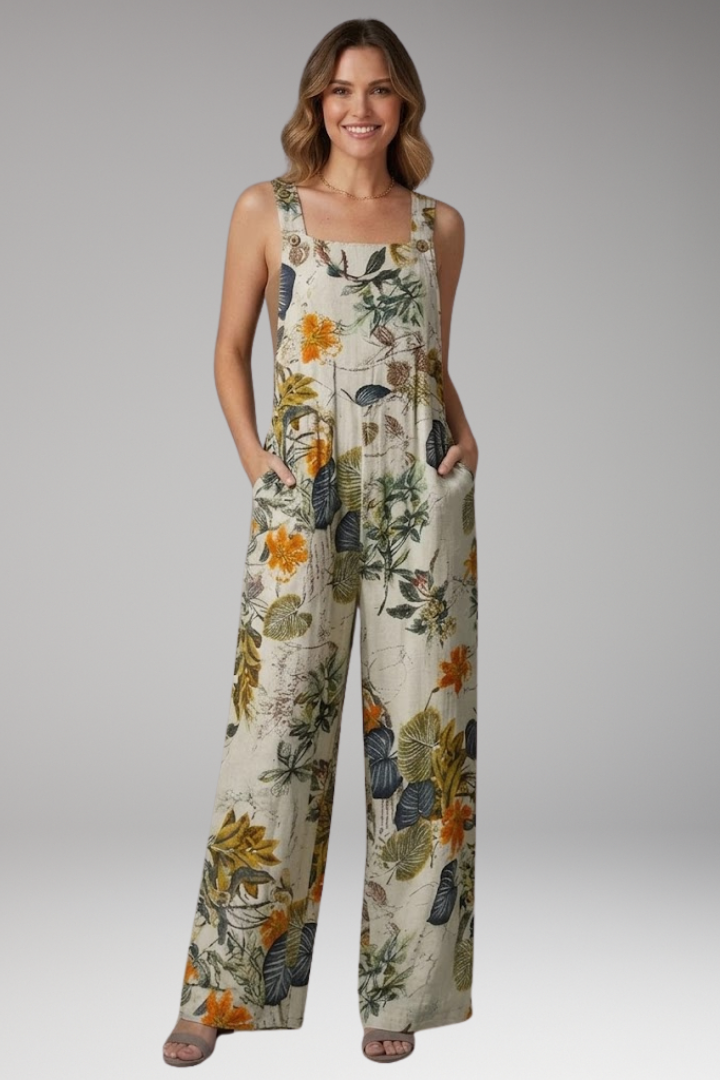 Women's Jumpsuit with Wide Legs and Shoulder Straps