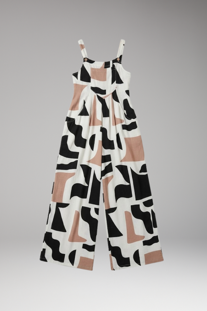 Women's Jumpsuit with Wide Legs and Shoulder Straps