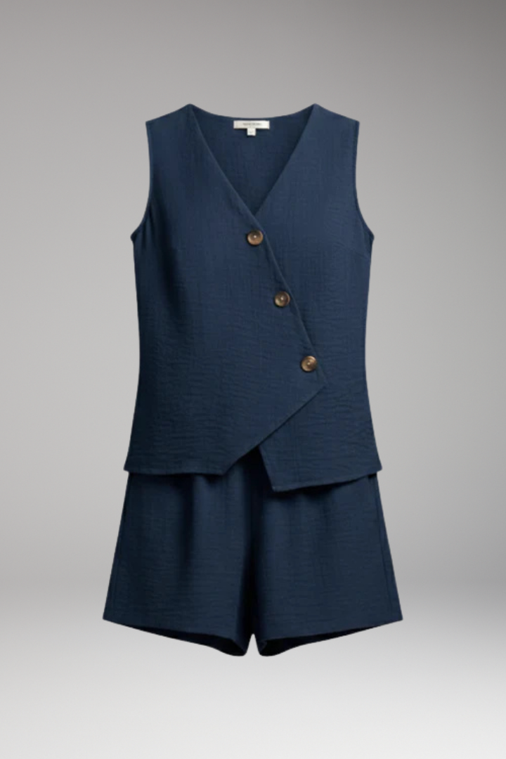 Women's Jumpsuit with Wrap Front and Buttons