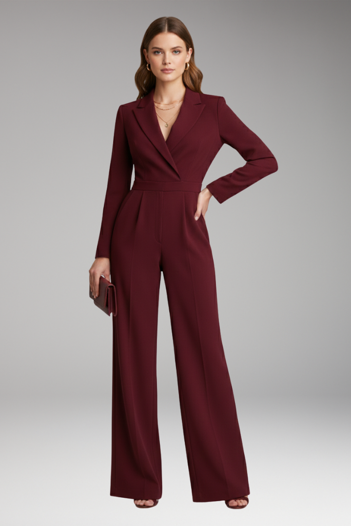 Women’s Jumpsuit with Wrap Neckline and Wide Legs