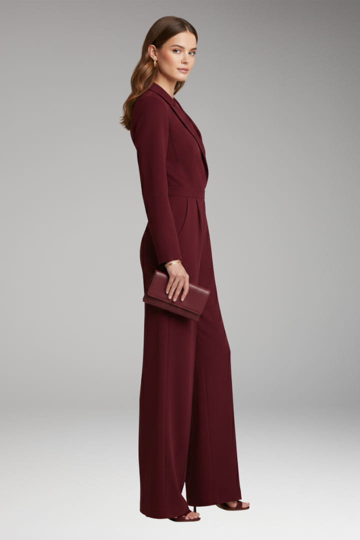 Women’s Jumpsuit with Wrap Neckline and Wide Legs