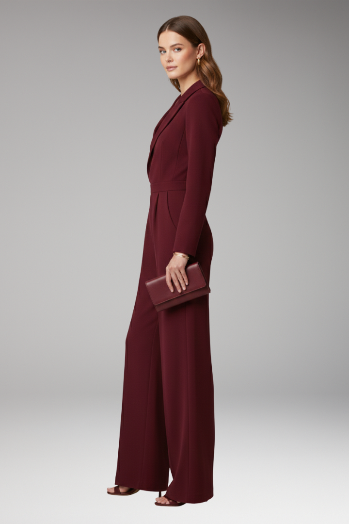 Women’s Jumpsuit with Wrap Neckline and Wide Legs