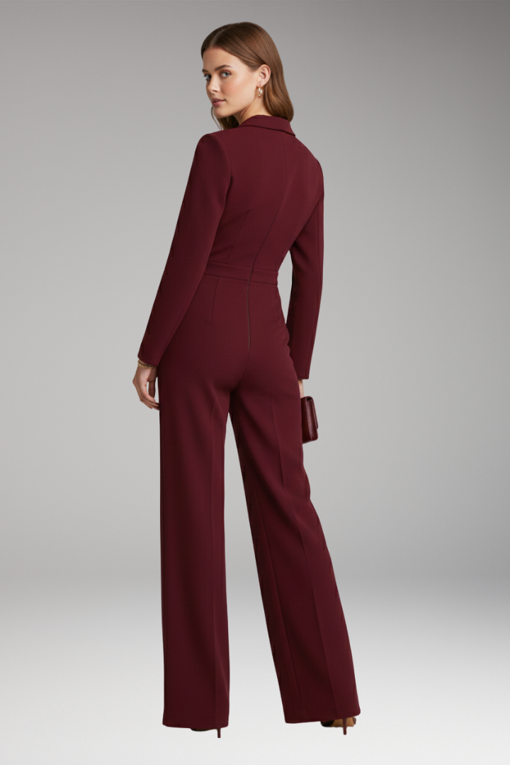 Women’s Jumpsuit with Wrap Neckline and Wide Legs
