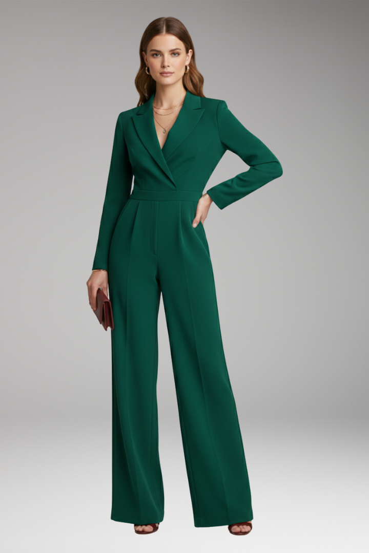 Women’s Jumpsuit with Wrap Neckline and Wide Legs
