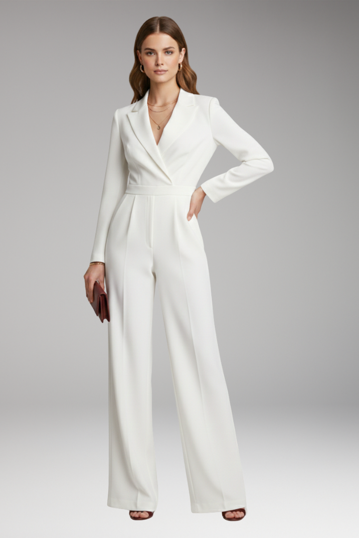 Women’s Jumpsuit with Wrap Neckline and Wide Legs