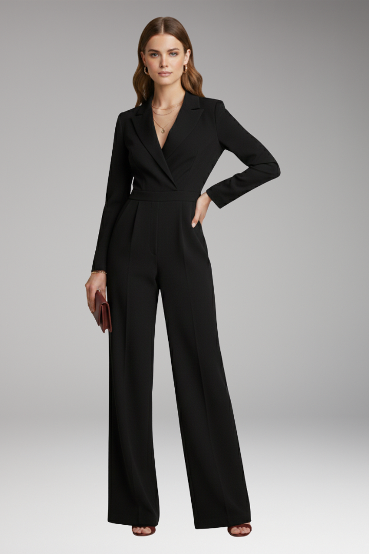 Women’s Jumpsuit with Wrap Neckline and Wide Legs