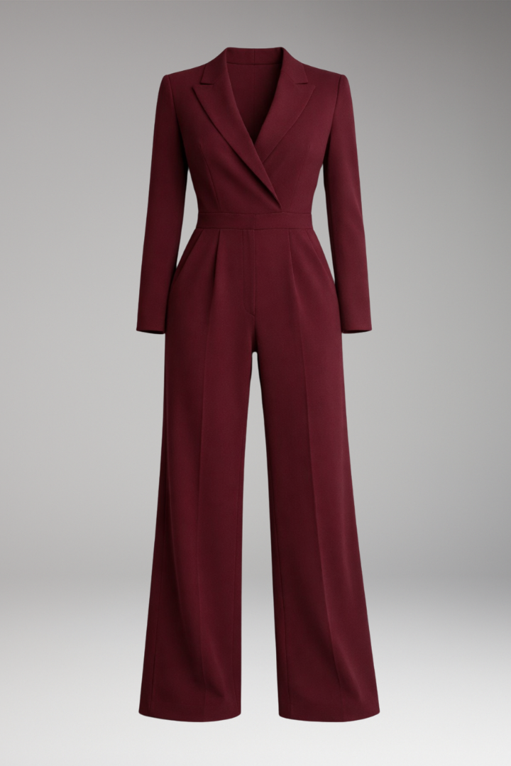 Women’s Jumpsuit with Wrap Neckline and Wide Legs