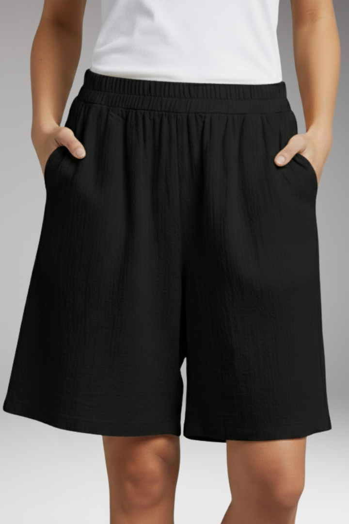 Women's Knee Length Shorts with Drawstring Waist