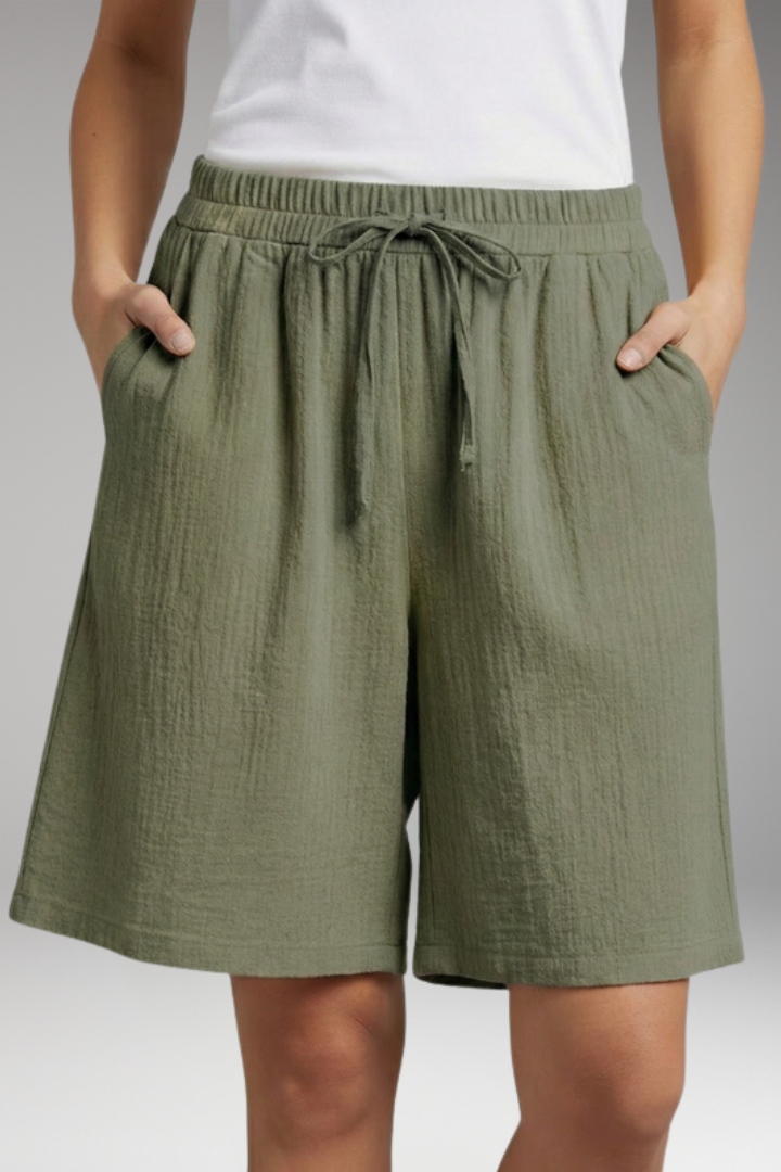 Women's Knee Length Shorts with Drawstring Waist