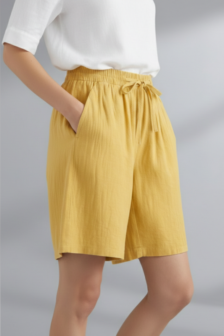 Women's Knee Length Shorts with Drawstring Waist