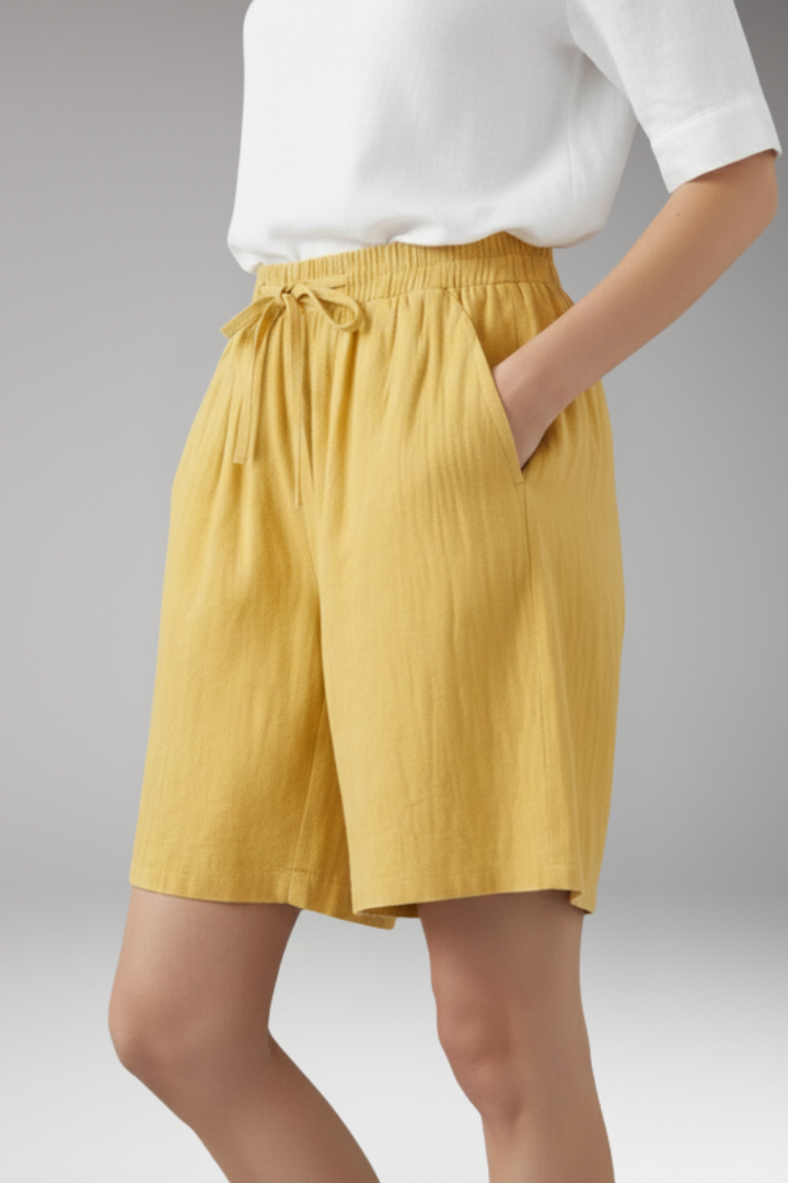Women's Knee Length Shorts with Drawstring Waist