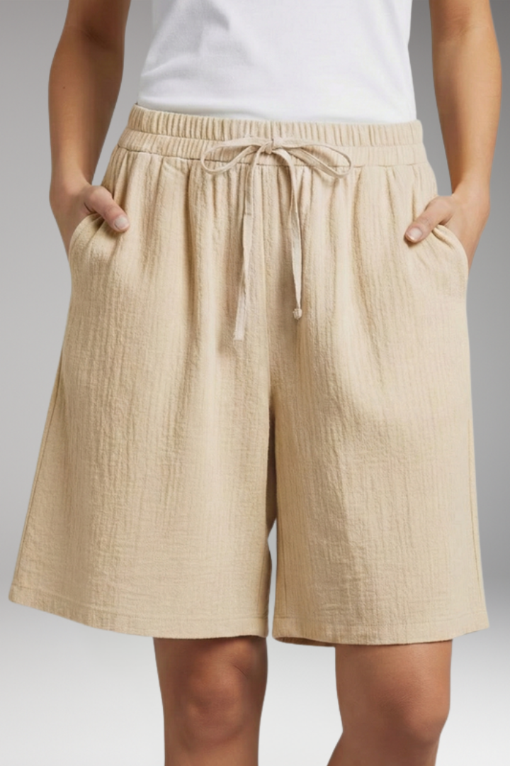 Women's Knee Length Shorts with Drawstring Waist