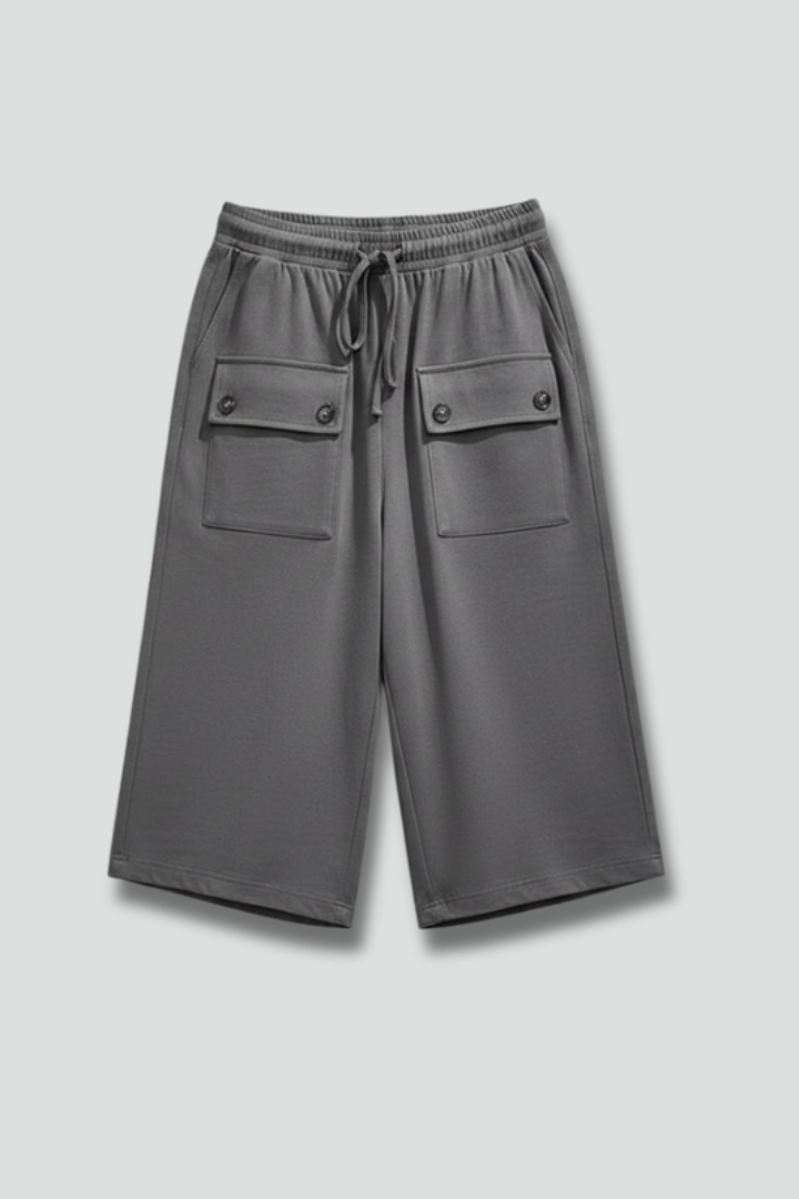 Women's Knee Length Shorts with Drawstring and Pockets