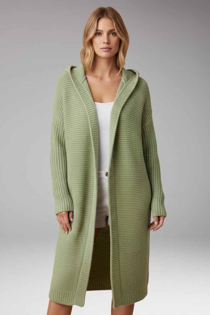 Women’s Knit Cardigan with Hood and Open Front