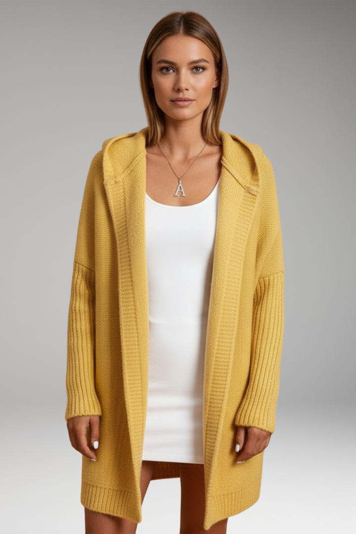 Women’s Knit Cardigan with Hood and Open Front