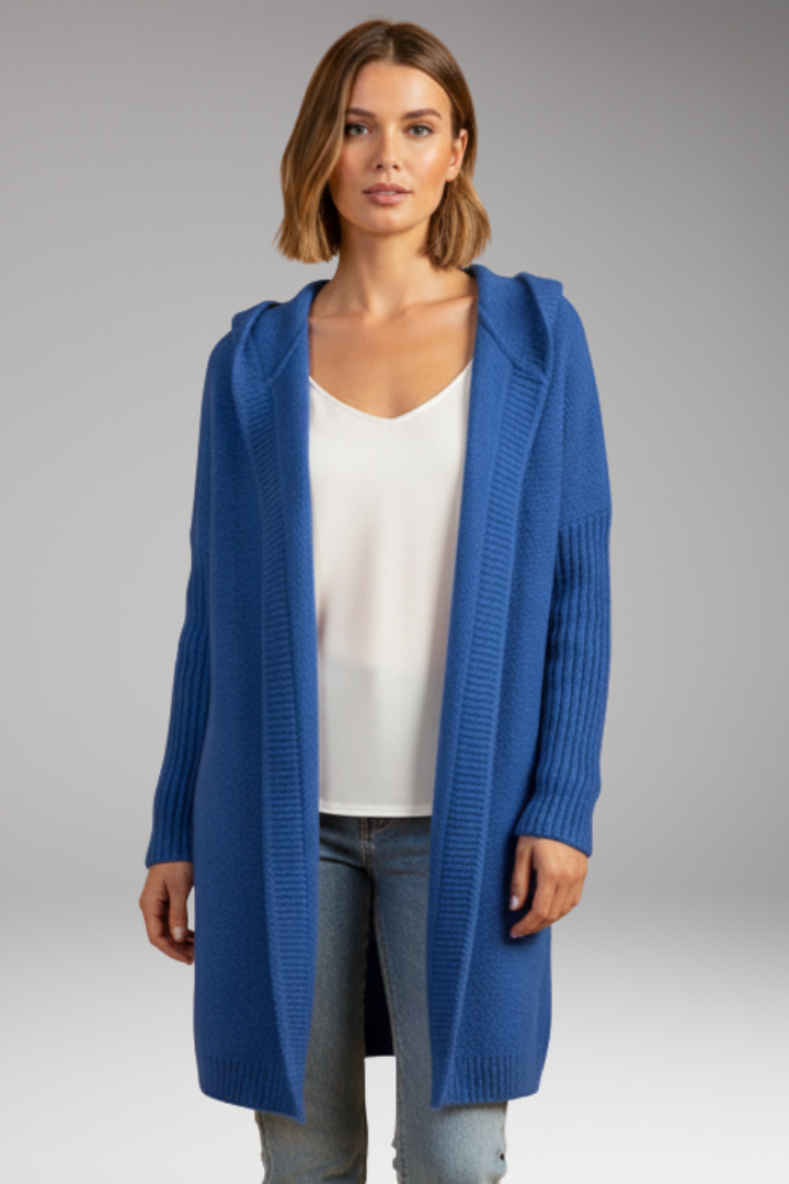 Women’s Knit Cardigan with Hood and Open Front
