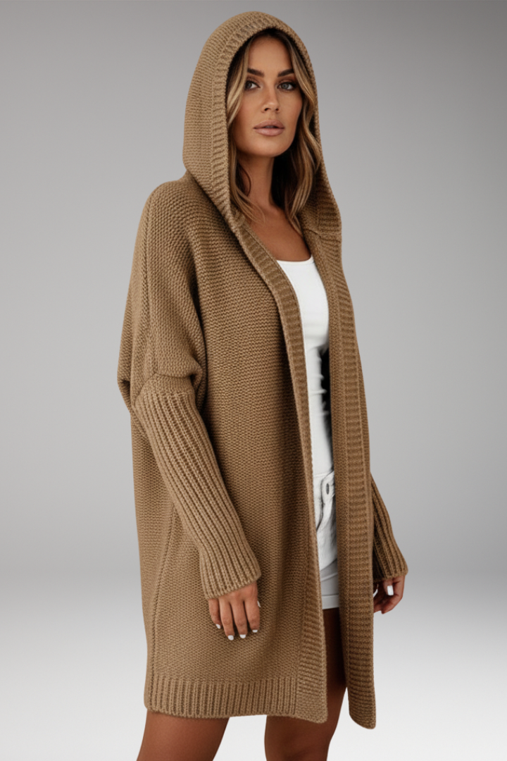 Women’s Knit Cardigan with Hood and Open Front