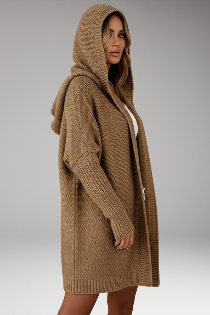 Women’s Knit Cardigan with Hood and Open Front