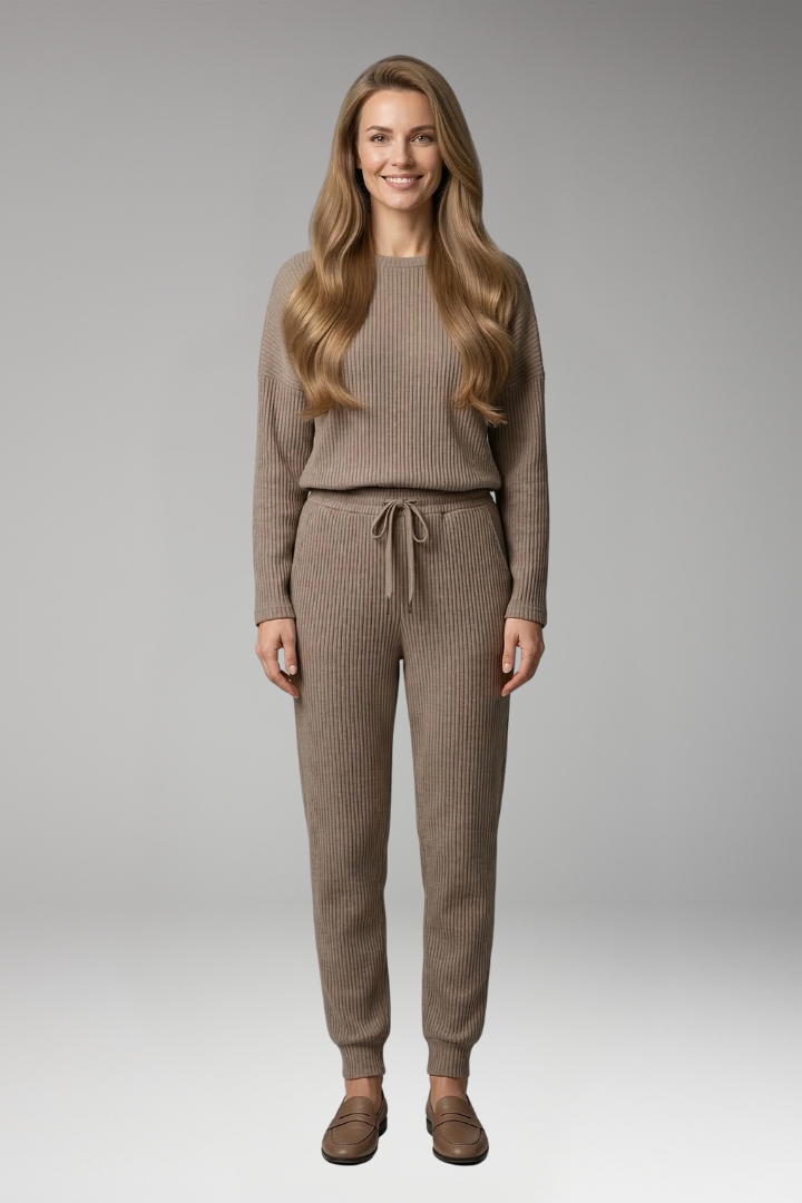 Women's Knit Jumpsuit with Pockets and Elastic Waist