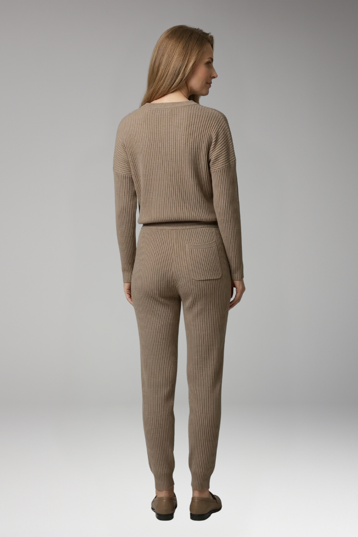 Women's Knit Jumpsuit with Pockets and Elastic Waist