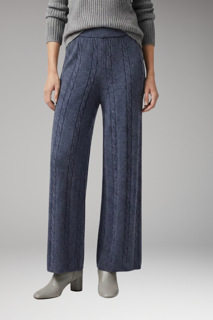 Women's Knit Palazzo Trousers with Cable Pattern